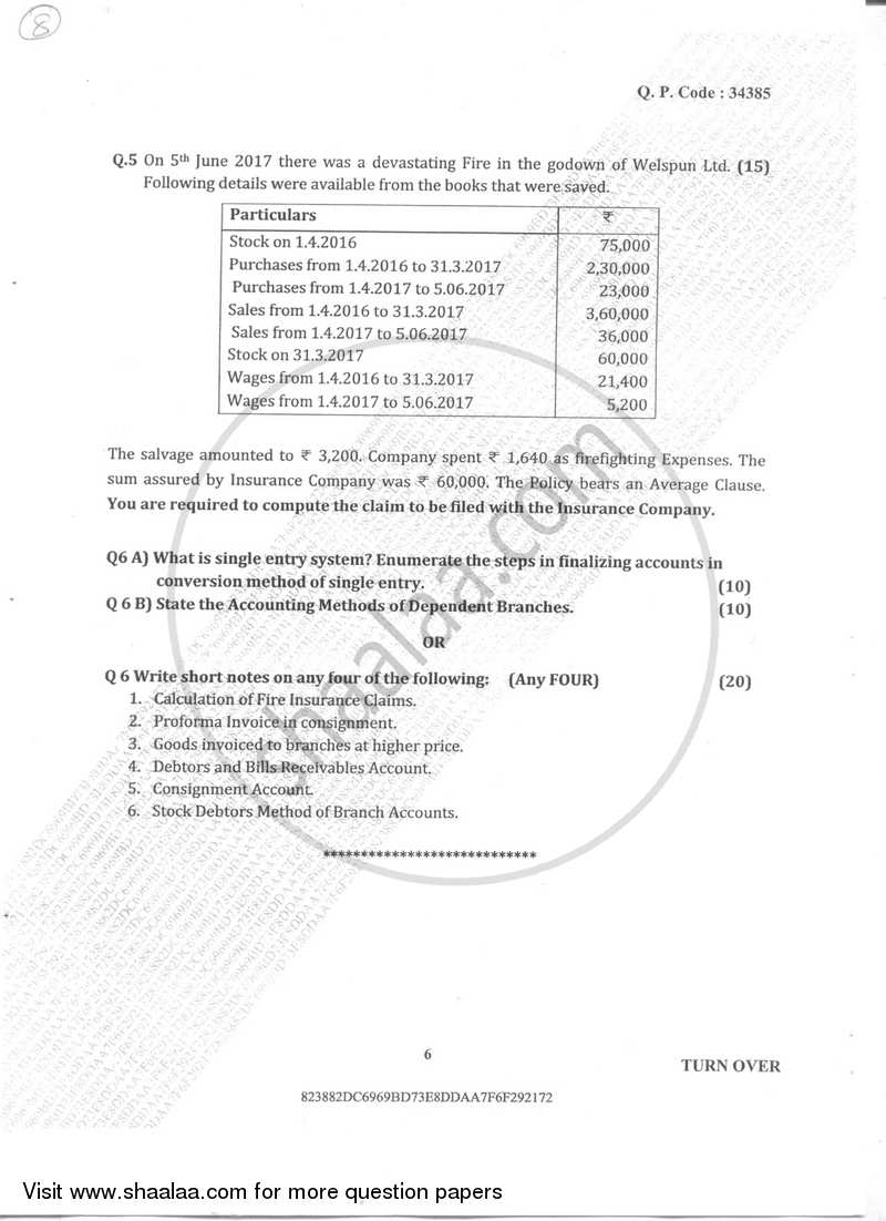 Accountancy And Financial Management 2 2017-2018 - B.Com. - Semester 2 (FYBcom) - University of Mumbai question paper with PDF download