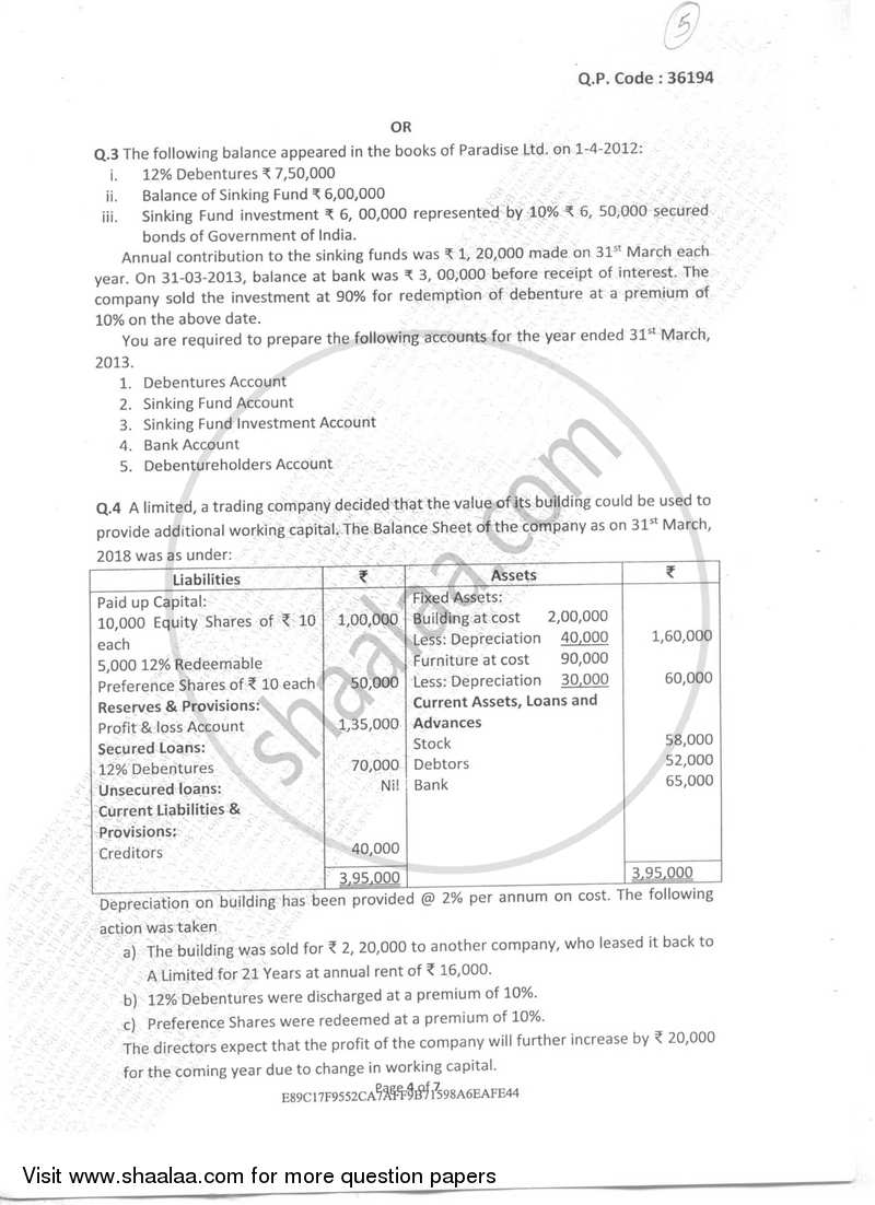 Accountancy And Financial Management 4 2017-2018 - B.Com. - Semester 4 (SYBcom) - University of Mumbai question paper with PDF download