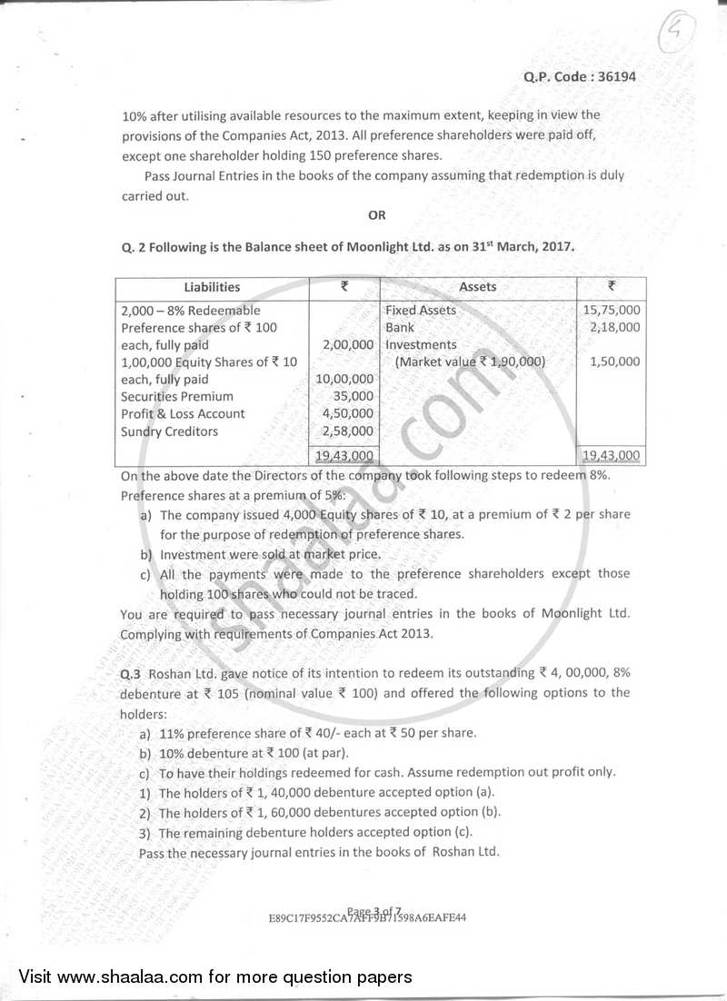 Accountancy And Financial Management 4 2017-2018 - B.Com. - Semester 4 (SYBcom) - University of Mumbai question paper with PDF download