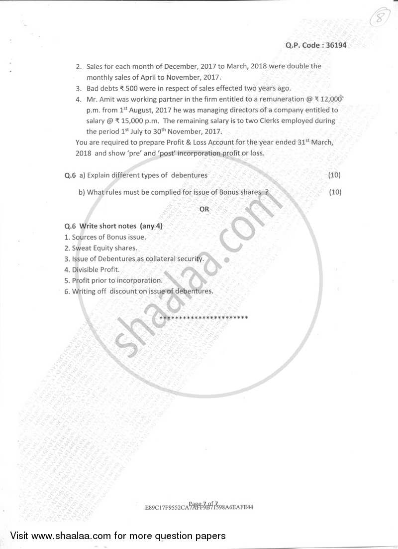 Accountancy And Financial Management 4 2017-2018 - B.Com. - Semester 4 (SYBcom) - University of Mumbai question paper with PDF download