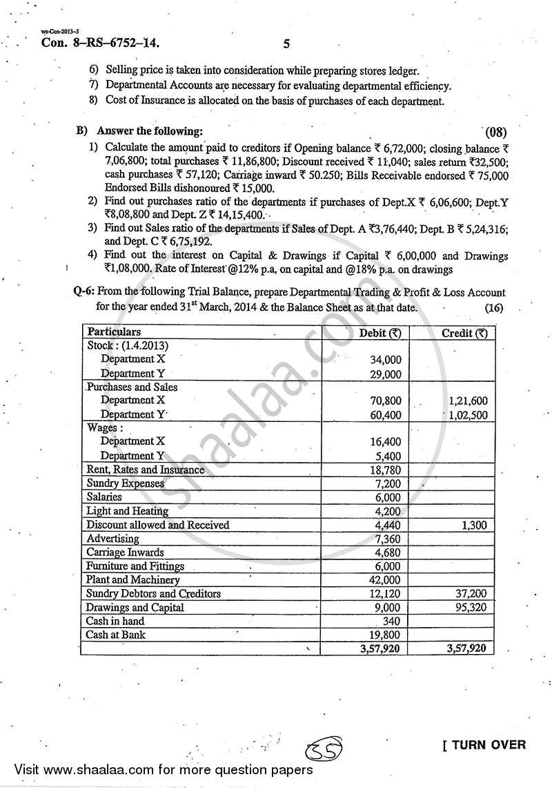 Accounts 1 - Accounting and Financial Management 2013-2014 - B.Com. - 1st Year (FYBcom) - University of Mumbai question paper with PDF download