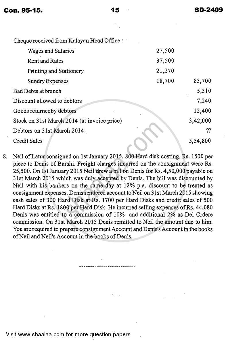 Accounts 1 - Accounting and Financial Management 2014-2015 - B.Com. - 1st Year (FYBcom) - University of Mumbai question paper with PDF download