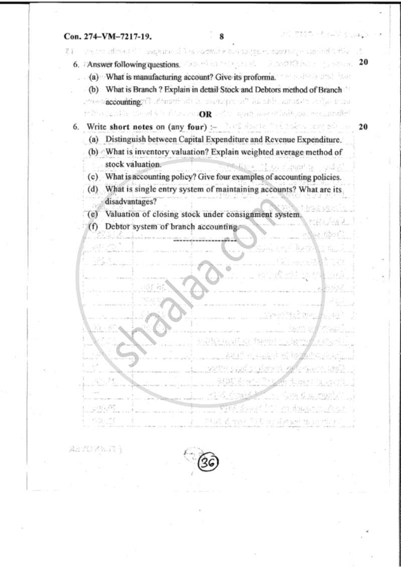 Accounts 1 - Accounting and Financial Management 2018-2019 - B.Com. - 1st Year (FYBcom) - University of Mumbai question paper with PDF download