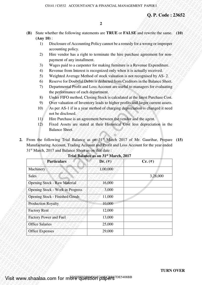 Accounts 1 Accounting and Financial Management 2017-2018 - B.Com. - Semester 1 (FYBcom) - University of Mumbai question paper with PDF download