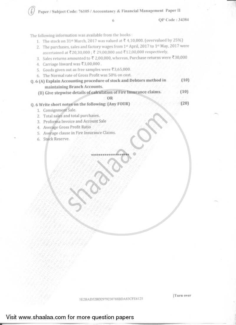 Accounts 1 Accounting and Financial Management 2018-2019 - B.Com. - Semester 2 (FYBcom) - University of Mumbai question paper with PDF download