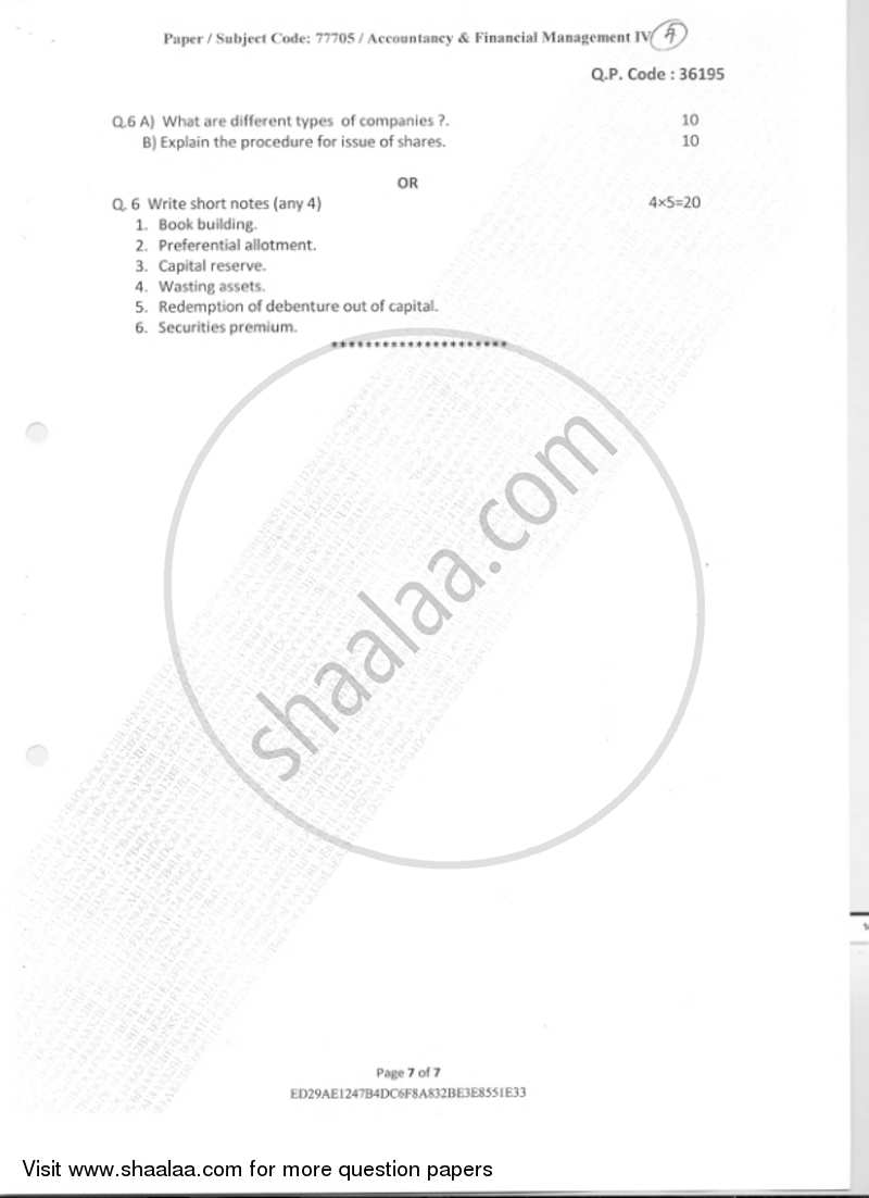 Accounts 2 Accounting and Financial Management 2018-2019 - B.Com. - Semester 4 (SYBcom) - University of Mumbai question paper with PDF download