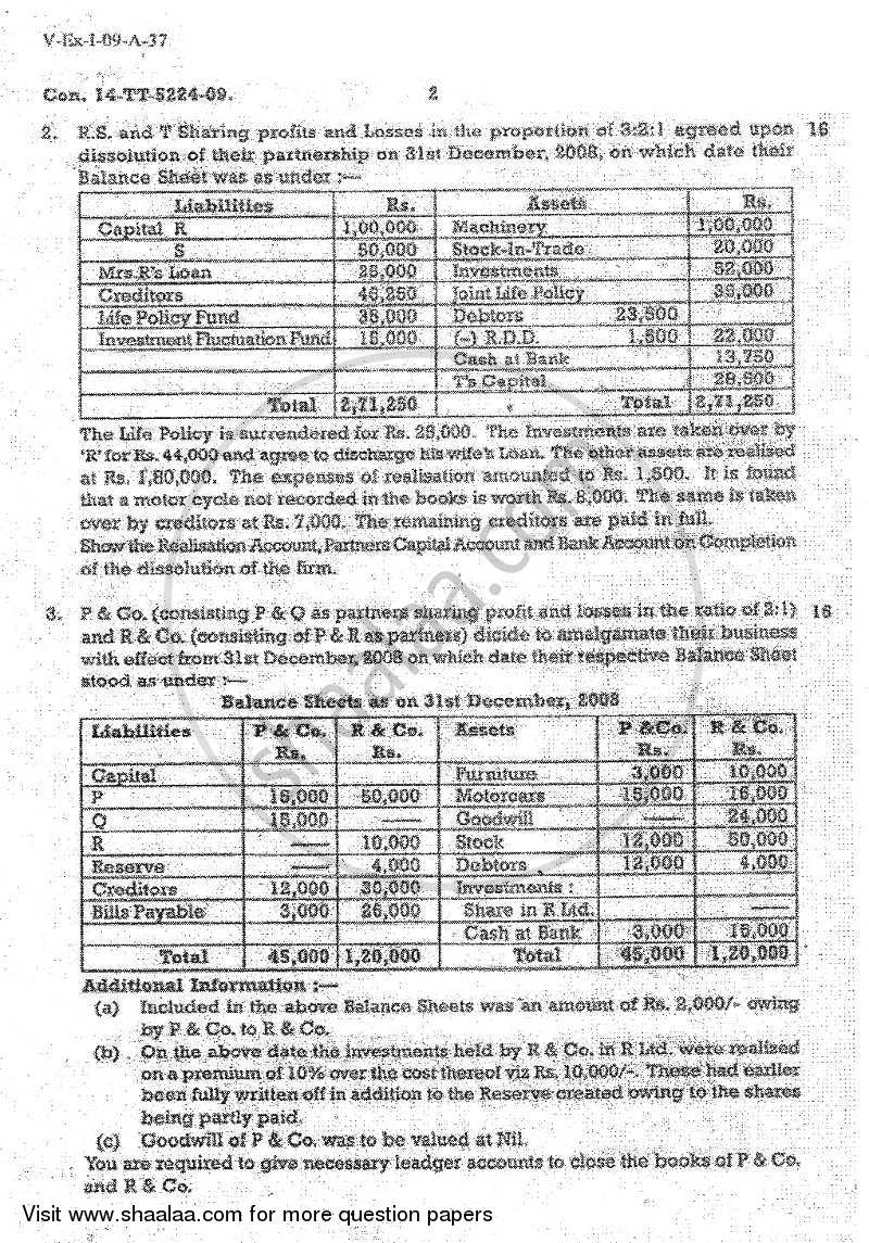 Accounts 2 - Accounting and Financial Management 2008-2009 - B.Com. - 2nd Year (SYBcom) - University of Mumbai question paper with PDF download