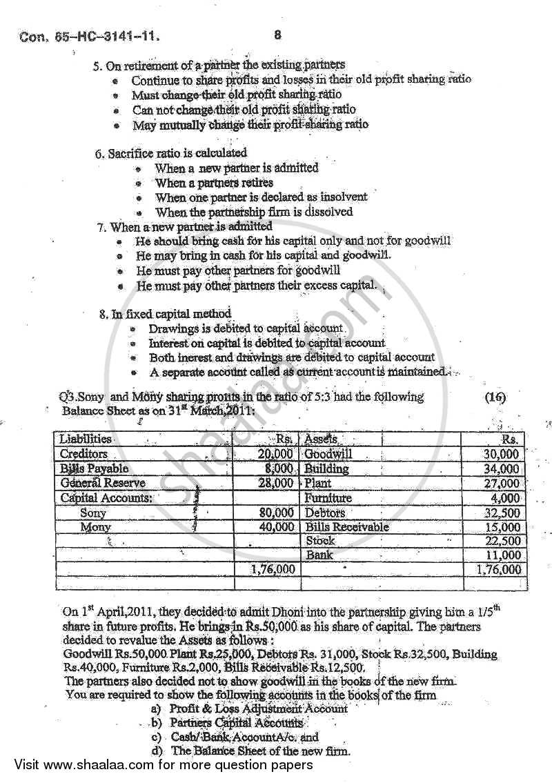 Accounts 2 - Accounting and Financial Management 2010-2011 - B.Com. - 2nd Year (SYBcom) - University of Mumbai question paper with PDF download