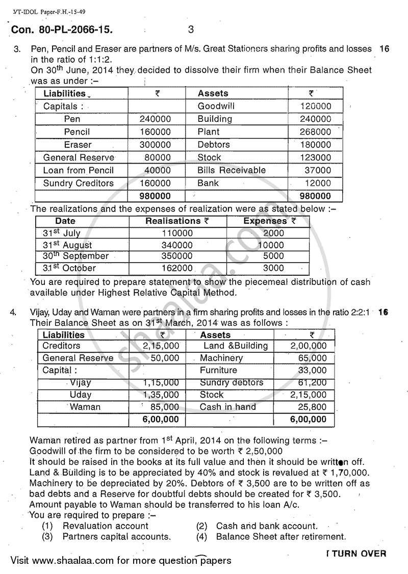 Accounts 2 - Accounting and Financial Management 2014-2015 - B.Com. - 2nd Year (SYBcom) - University of Mumbai question paper with PDF download