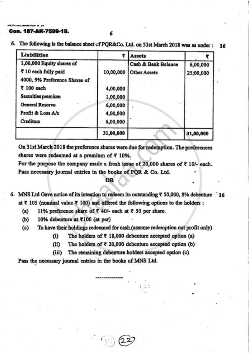 Accounts 2 - Accounting and Financial Management 2018-2019 - B.Com. - 2nd Year (SYBcom) - University of Mumbai question paper with PDF download