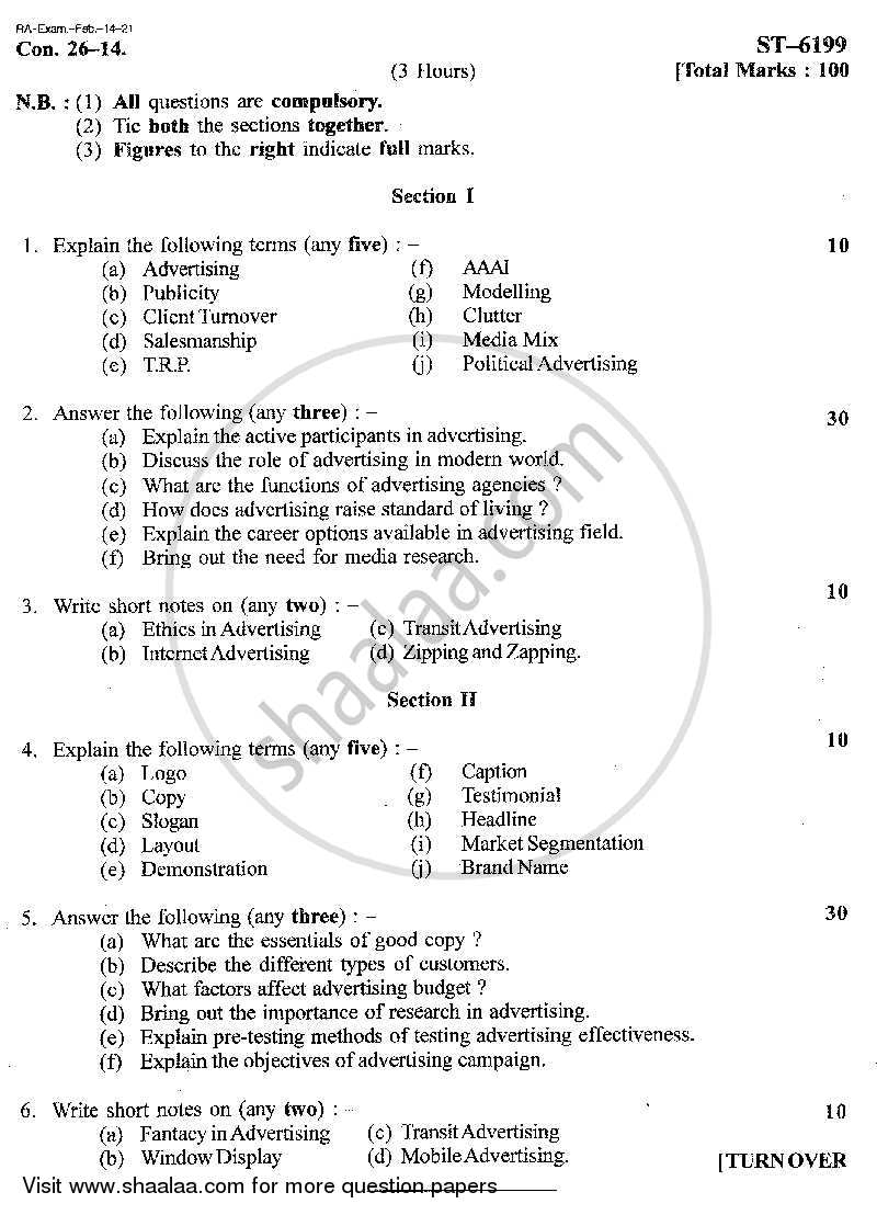 Advertising 2013-2014 - B.Com. - 2nd Year (SYBcom) - University of Mumbai question paper with PDF download