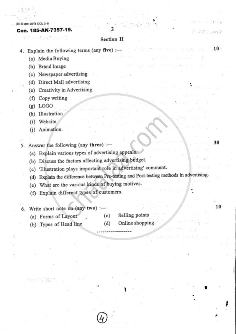 Advertising 2018-2019 - B.Com. - 2nd Year (SYBcom) - University of Mumbai question paper with PDF download