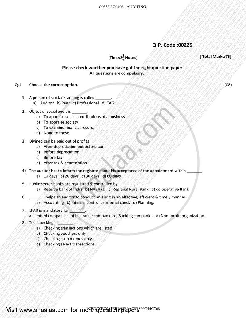 Auditing 2017-2018 - B.Com. - Semester 5 (TYBBI) - University of Mumbai question paper with PDF download