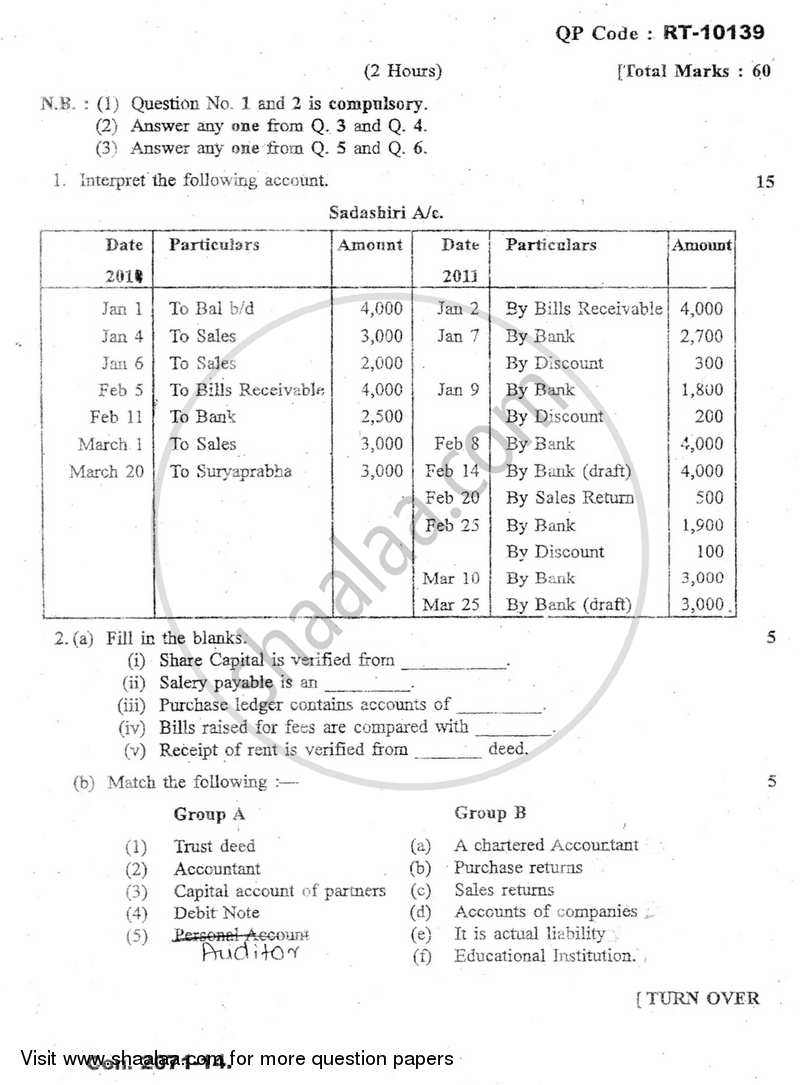 Auditing (Financial Accounting and Auditing 10) 2013-2014 - B.Com. - Semester 6 (TYBAF) - University of Mumbai question paper with PDF download