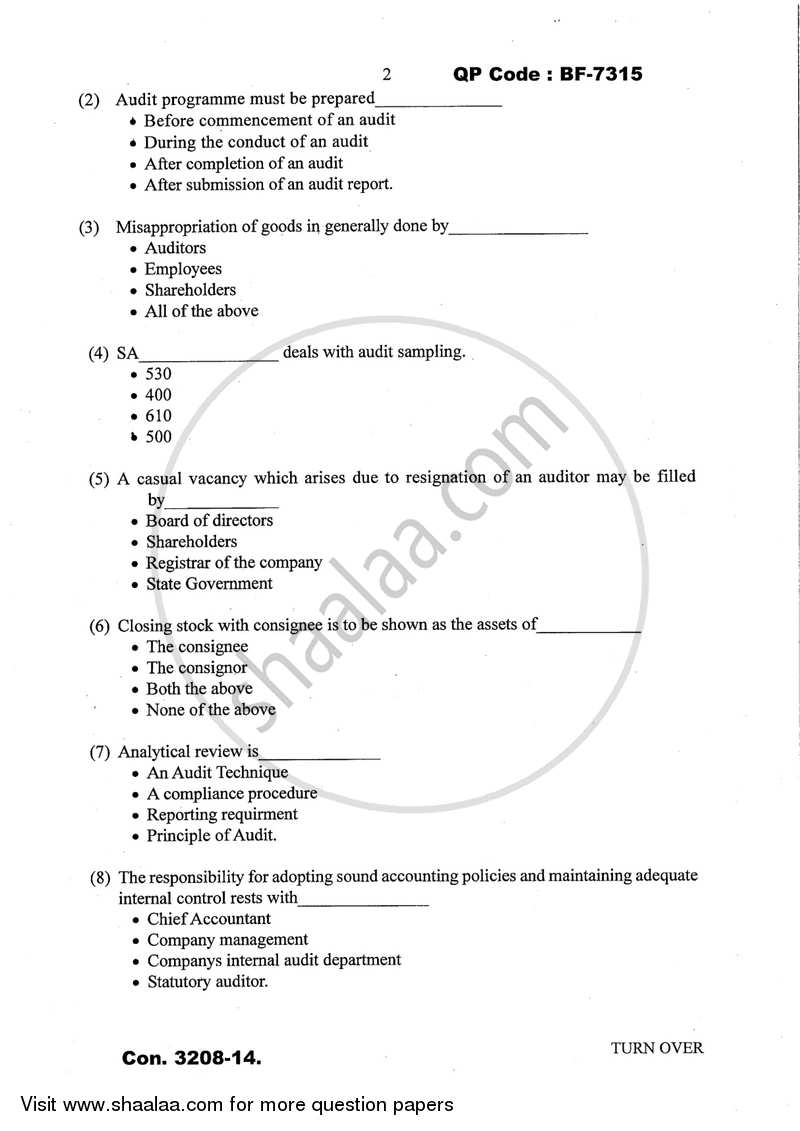 Auditing (Financial Accounting and Auditing 10) 2013-2014 - B.Com. - Semester 6 (TYBcom) - University of Mumbai question paper with PDF download