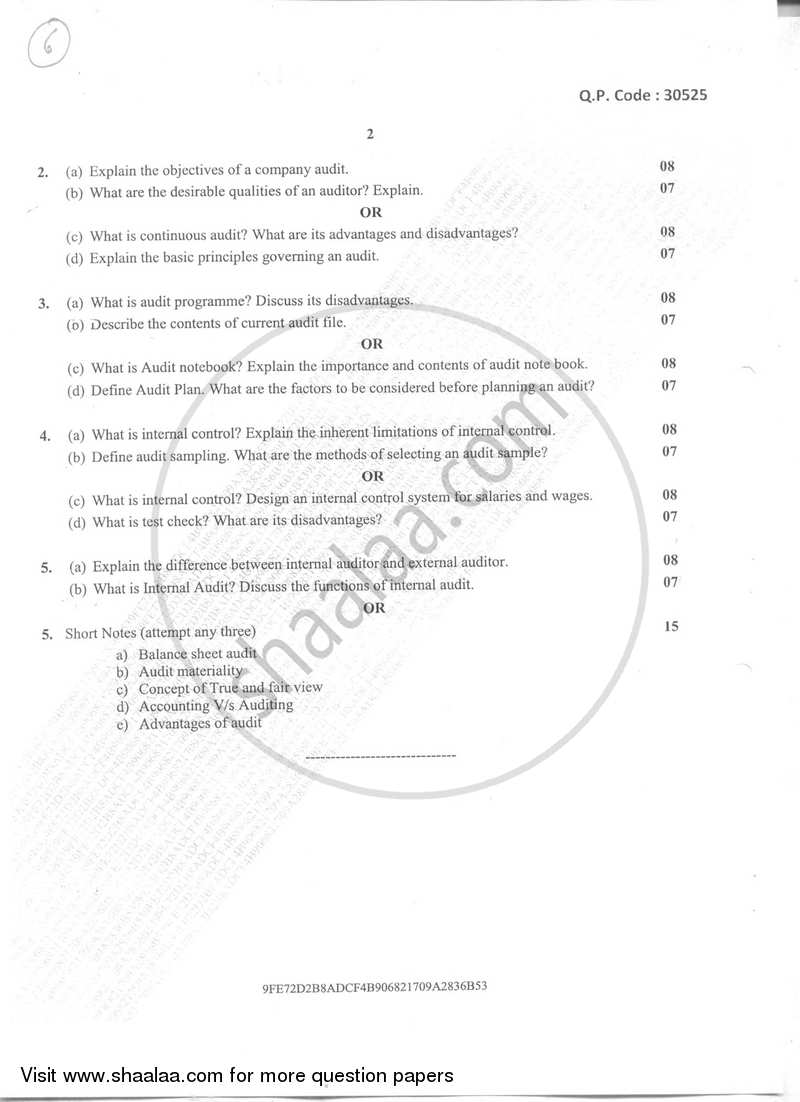 Auditing- Introduction and Planning 1 2017-2018 - B.Com. - Semester 2 (FYBAF) - University of Mumbai question paper with PDF download