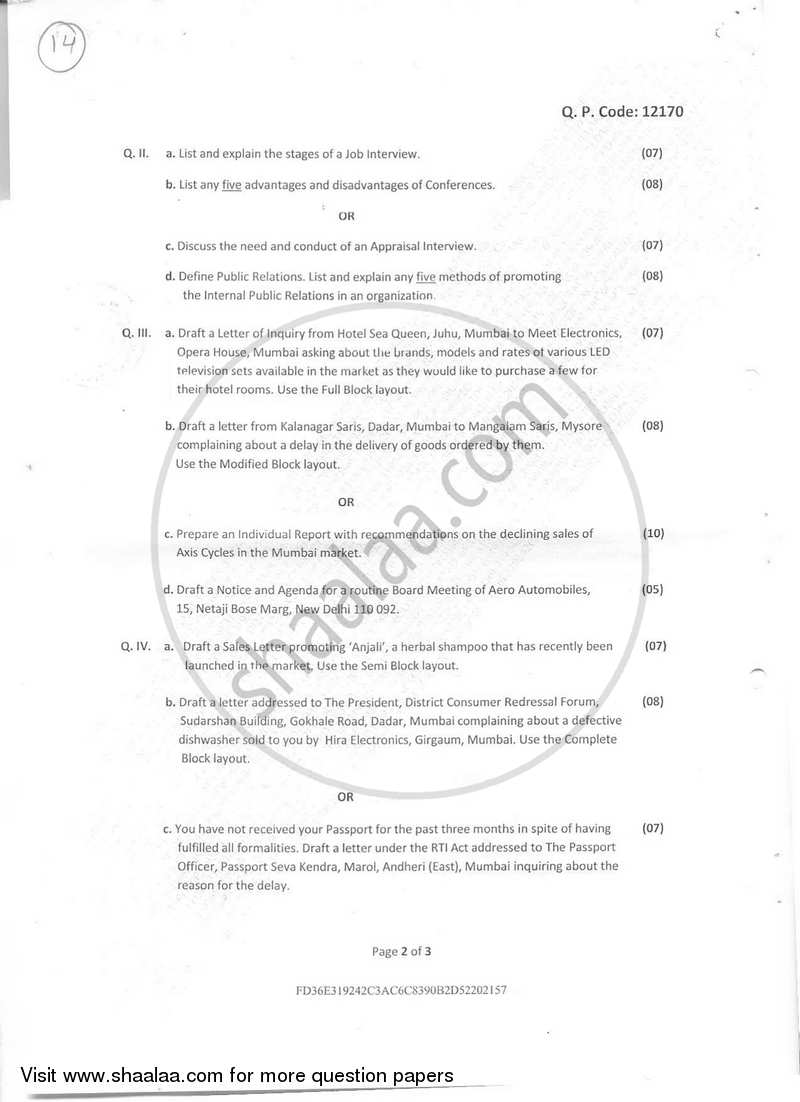 Business Communication 2 2017-2018 - B.Com. - Semester 2 (FYBAF) - University of Mumbai question paper with PDF download