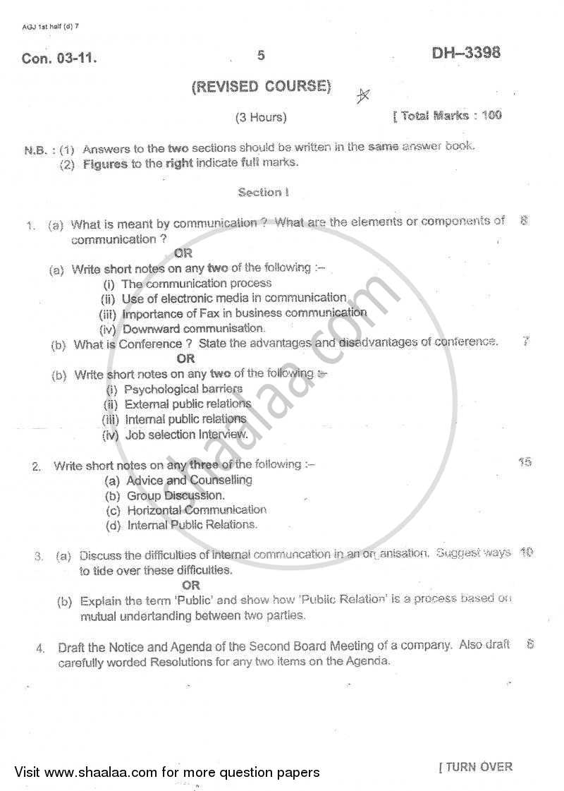 Business Communication 2010-2011 - B.Com. - 1st Year (FYBcom) - University of Mumbai question paper with PDF download