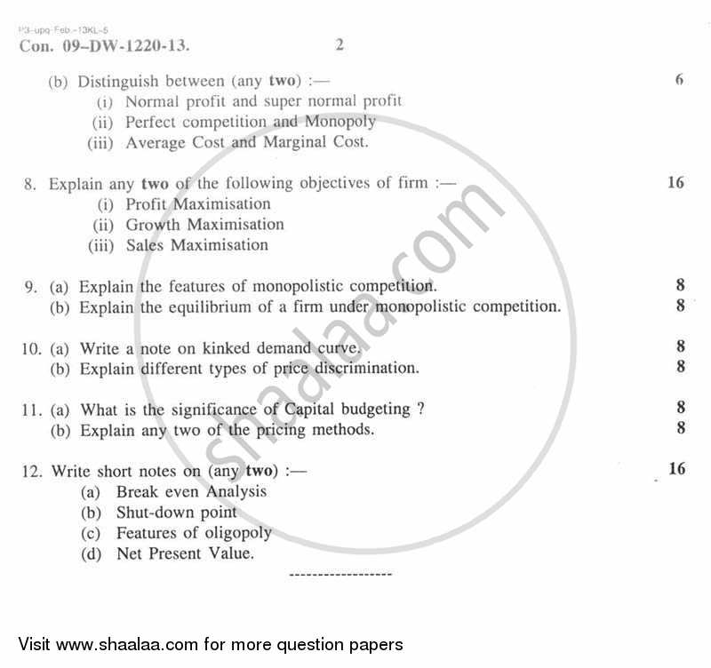 Business Economics 1 2012-2013 - B.Com. - 1st Year (FYBcom) - University of Mumbai question paper with PDF download
