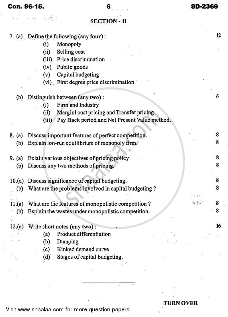 Business Economics 1 2014-2015 - B.Com. - 1st Year (FYBcom) - University of Mumbai question paper with PDF download