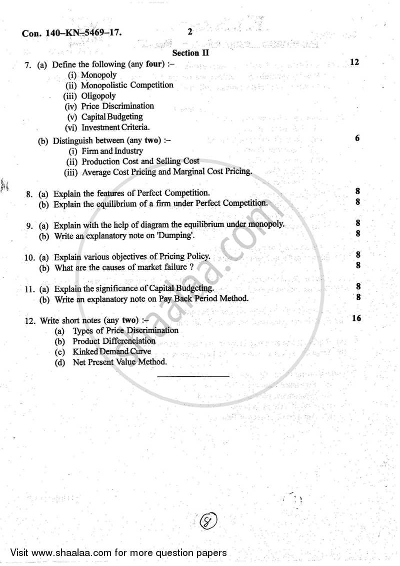 Business Economics 1 2016-2017 - B.Com. - 1st Year (FYBcom) - University of Mumbai question paper with PDF download