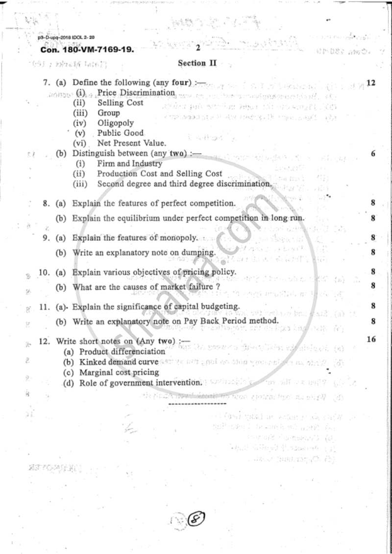 Business Economics 1 2018-2019 - B.Com. - 1st Year (FYBcom) - University of Mumbai question paper with PDF download