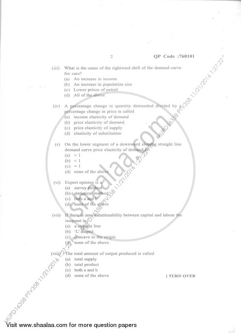 Business Economics 1 2016-2017 - B.Com. - Semester 1 (FYBcom) - University of Mumbai question paper with PDF download