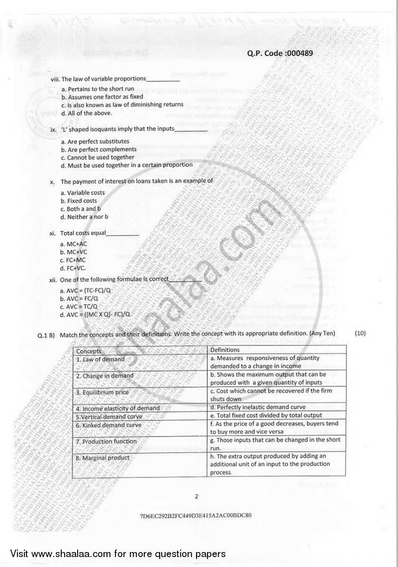 Business Economics 1 2016-2017 - B.Com. - Semester 1 (FYBcom) - University of Mumbai question paper with PDF download