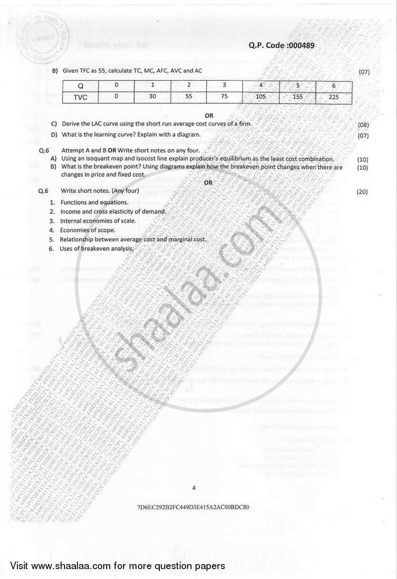 Business Economics 1 2016-2017 - B.Com. - Semester 1 (FYBcom) - University of Mumbai question paper with PDF download