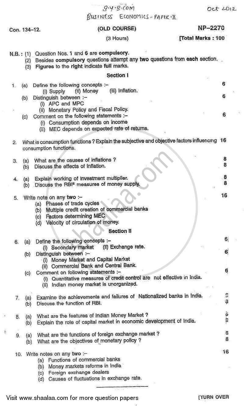 Business Economics 2 2012-2013 - B.Com. - 2nd Year (SYBcom) - University of Mumbai question paper with PDF download