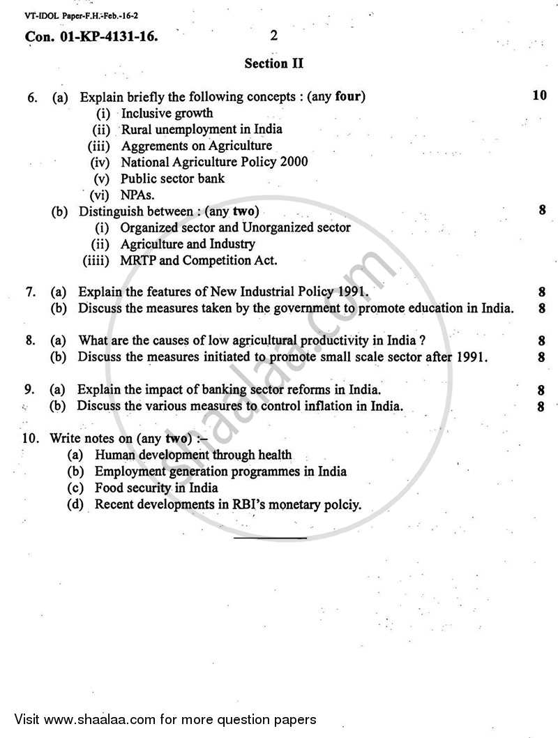 Business Economics 2 2015-2016 - B.Com. - 2nd Year (SYBcom) - University of Mumbai question paper with PDF download