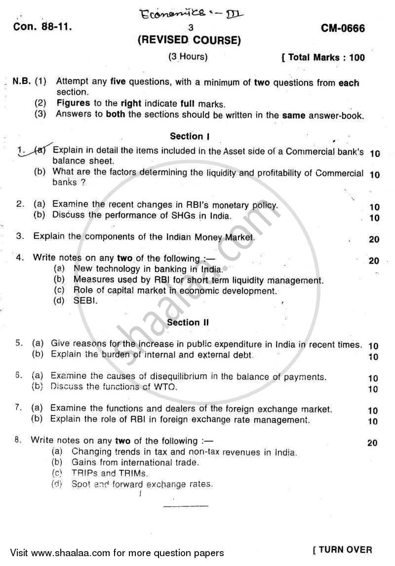 Business Economics 3 2010-2011 - B.Com. - 3rd Year (TYBcom) - University of Mumbai question paper with PDF download