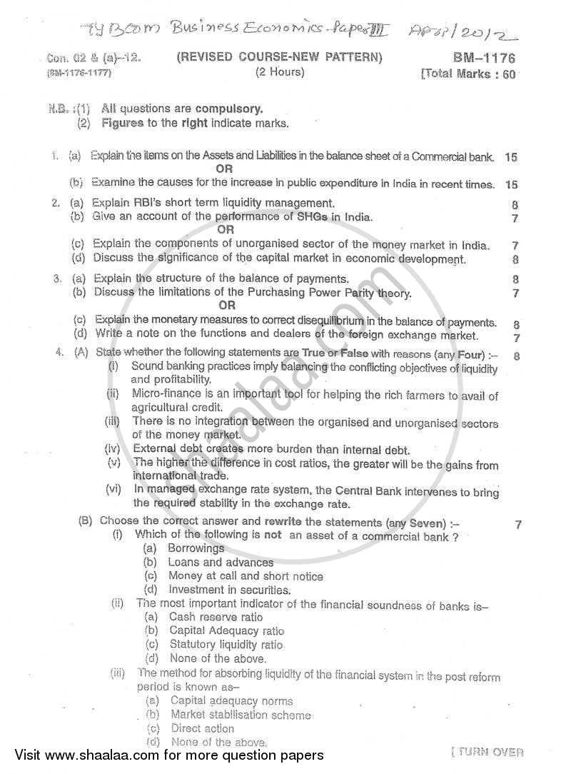 Business Economics 3 2011-2012 - B.Com. - 3rd Year (TYBcom) - University of Mumbai question paper with PDF download