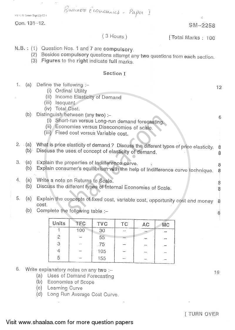 Business Economics 3 2012-2013 - B.Com. - 3rd Year (TYBcom) - University of Mumbai question paper with PDF download