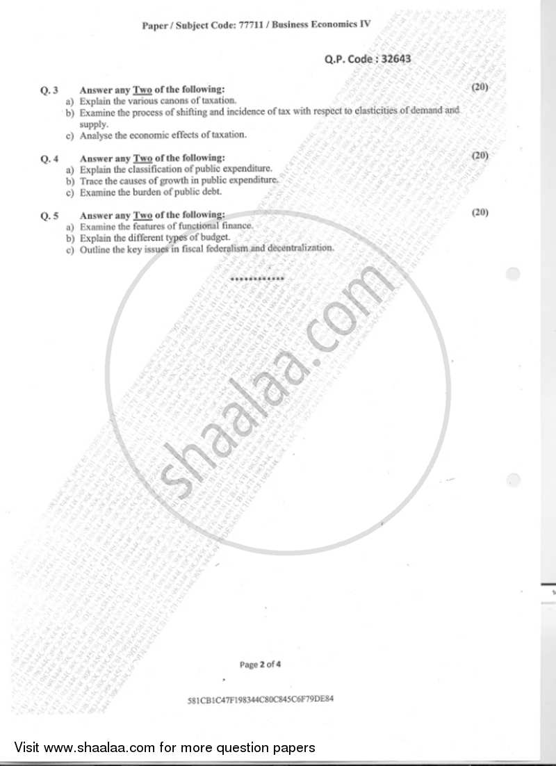 Business Economics 4 2018-2019 - B.Com. - Semester 4 (SYBcom) - University of Mumbai question paper with PDF download