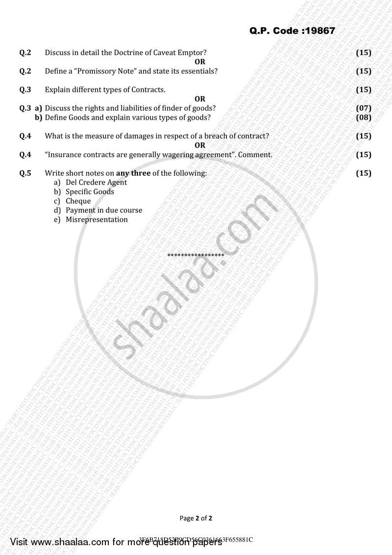 Business Law 2017-2018 - B.Com. - Semester 4 (SYBFM) - University of Mumbai question paper with PDF download