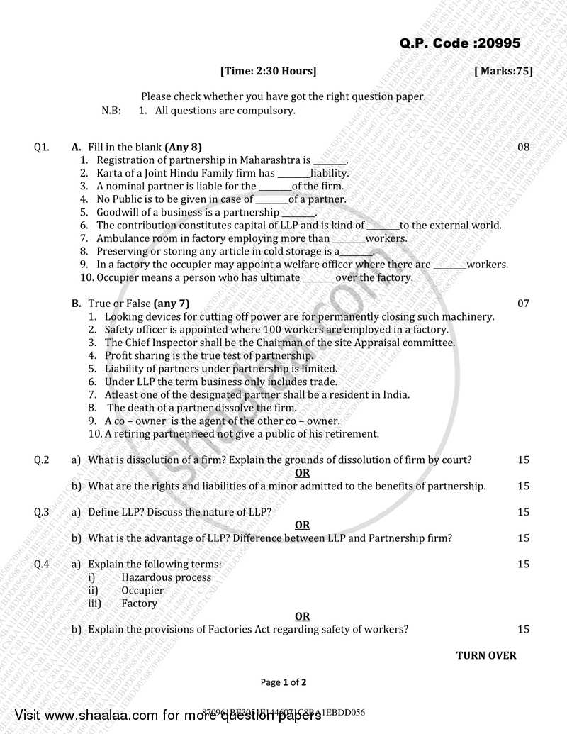 Business Law Paper 2 (Business Regulatory Framework) 2017-2018 - B.Com. - Semester 3 (SYBAF) - University of Mumbai question paper with PDF download