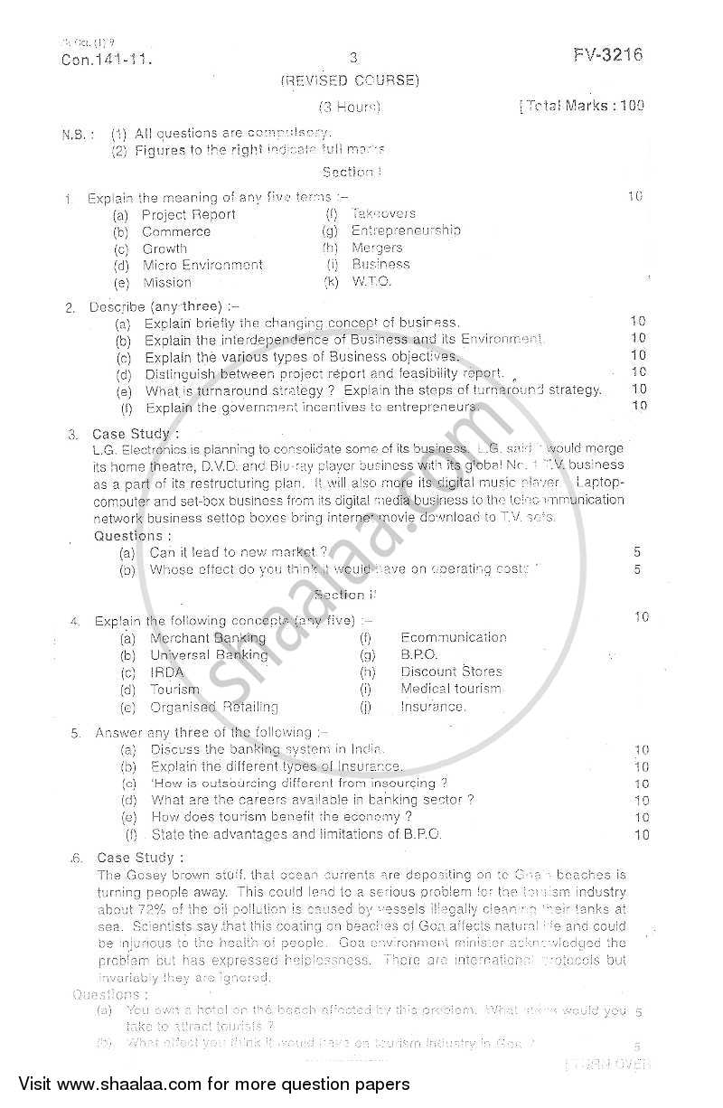 Commerce 1 - Introduction to Business 2011-2012 - B.Com. - 1st Year (FYBcom) - University of Mumbai question paper with PDF download