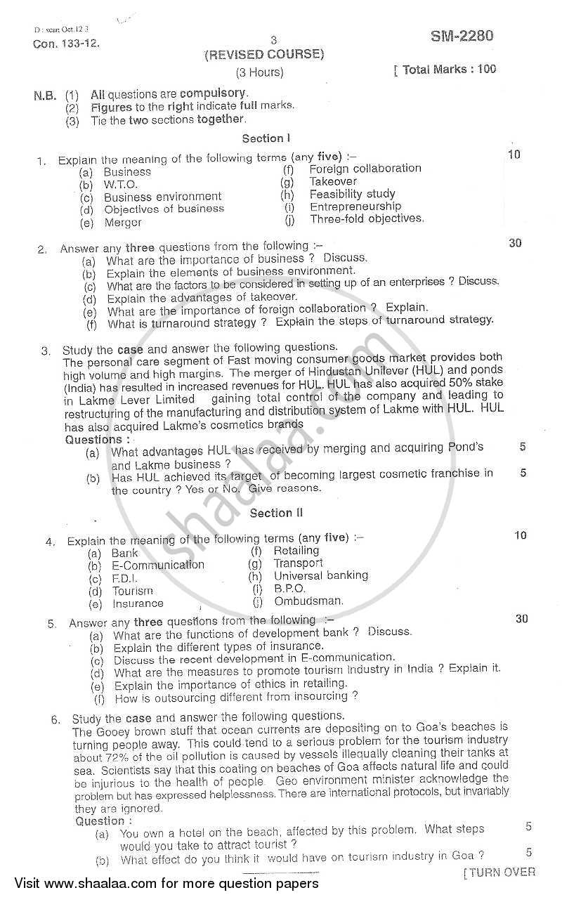 Commerce 1 - Introduction to Business 2012-2013 - B.Com. - 1st Year (FYBcom) - University of Mumbai question paper with PDF download