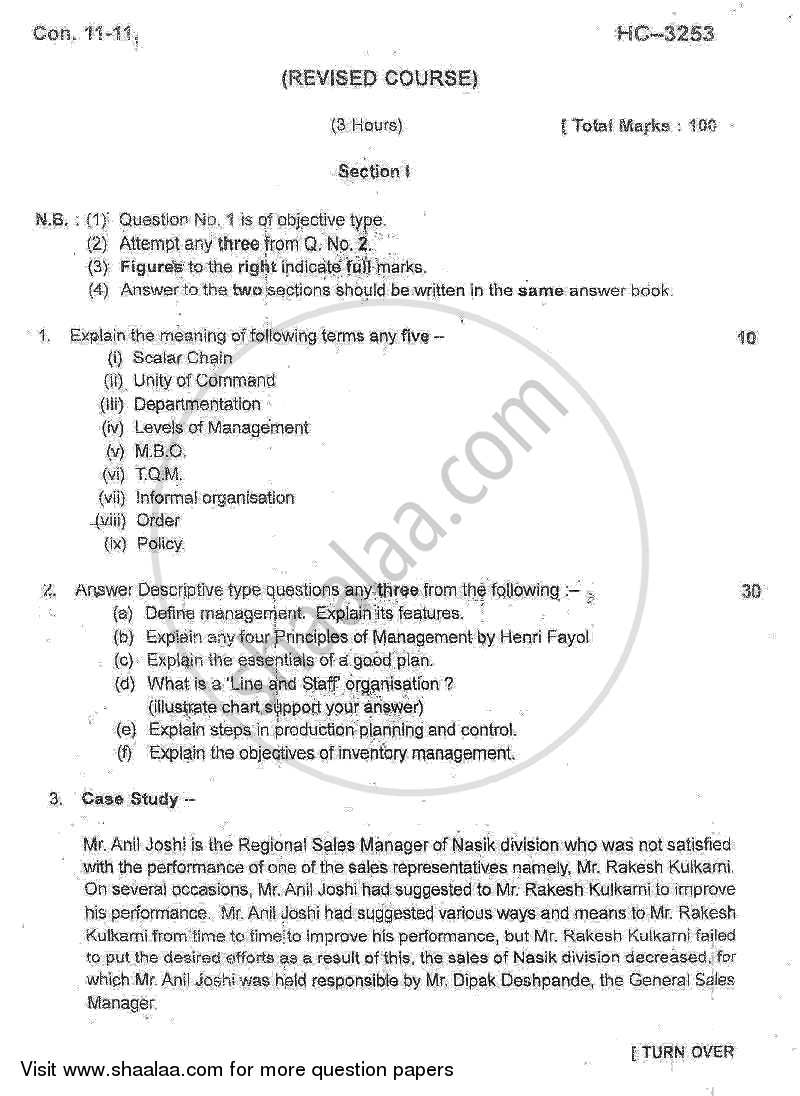 Commerce 2 - Management Function and Challenges : Production and Finance 2010-2011 - B.Com. - 2nd Year (SYBcom) - University of Mumbai question paper with PDF download