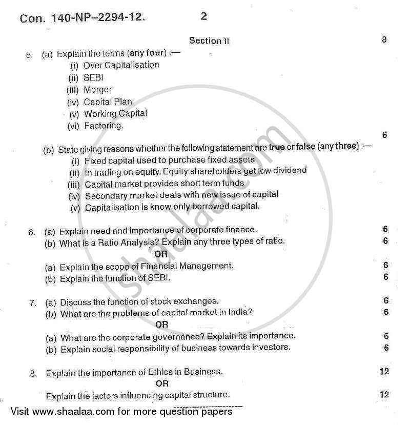 Commerce 2 - Management Function and Challenges : Production and Finance 2012-2013 - B.Com. - 2nd Year (SYBcom) - University of Mumbai question paper with PDF download
