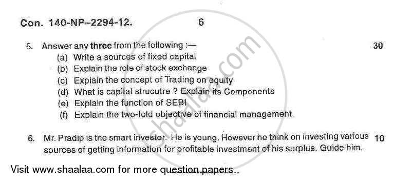 Commerce 2 - Management Function and Challenges : Production and Finance 2012-2013 - B.Com. - 2nd Year (SYBcom) - University of Mumbai question paper with PDF download