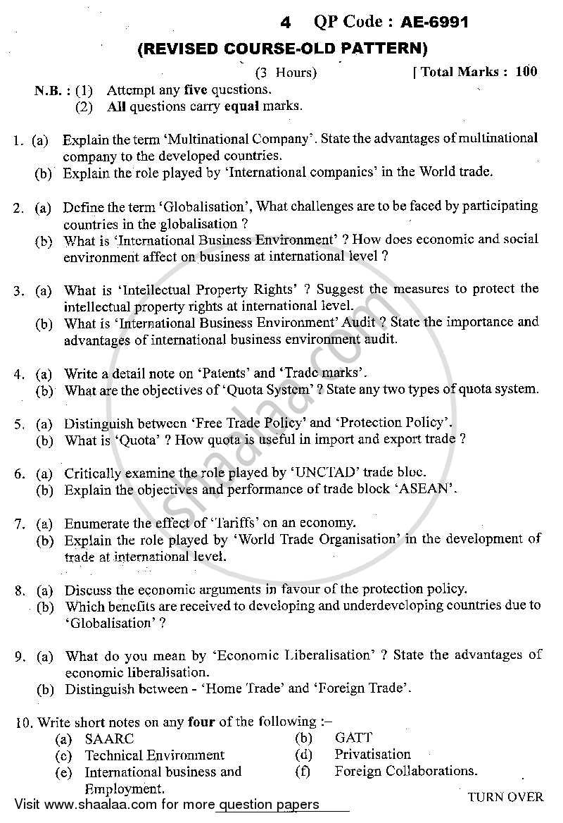 Commerce 3 - International Business Relation 2013-2014 - B.Com. - 3rd Year (TYBcom) - University of Mumbai question paper with PDF download