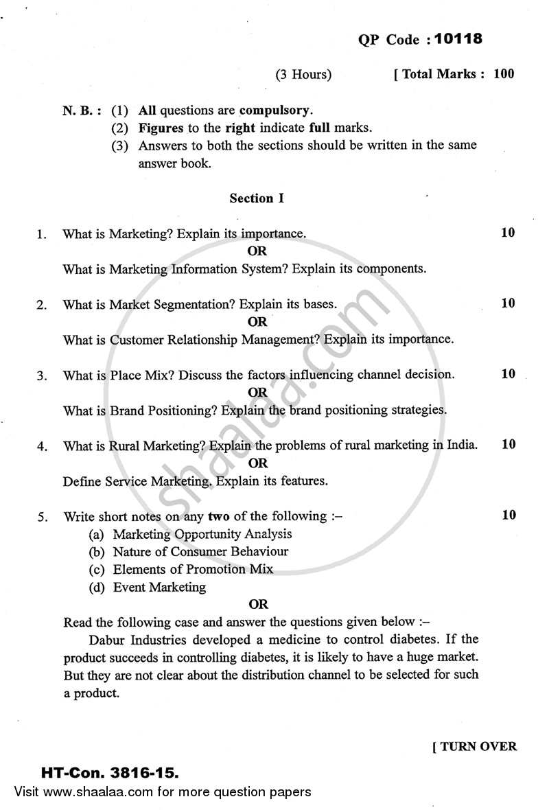 Commerce 3 - Marketing and Human Resource Management 2014-2015 - B.Com. - 3rd Year (TYBcom) - University of Mumbai question paper with PDF download