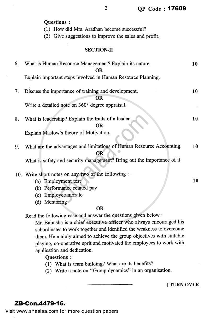 Commerce 3 - Marketing and Human Resource Management 2015-2016 - B.Com. - 3rd Year (TYBcom) - University of Mumbai question paper with PDF download