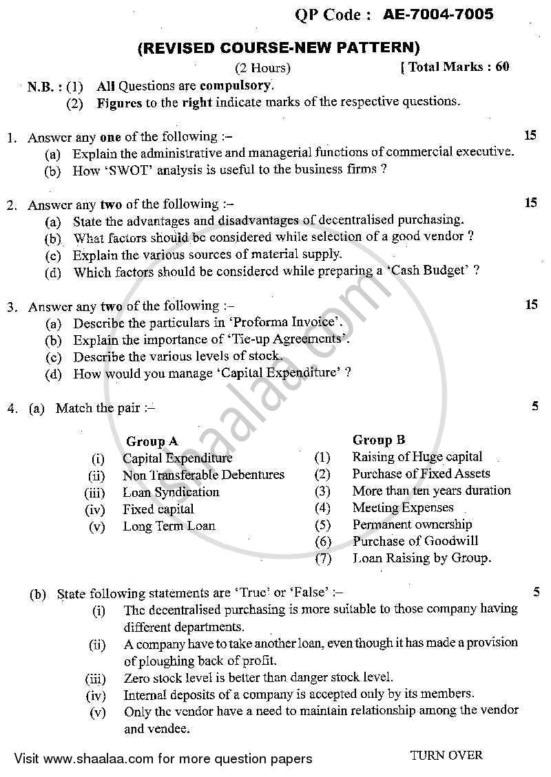 Commerce 5 - Commercial Administration 2013-2014 - B.Com. - 3rd Year (TYBcom) - University of Mumbai question paper with PDF download