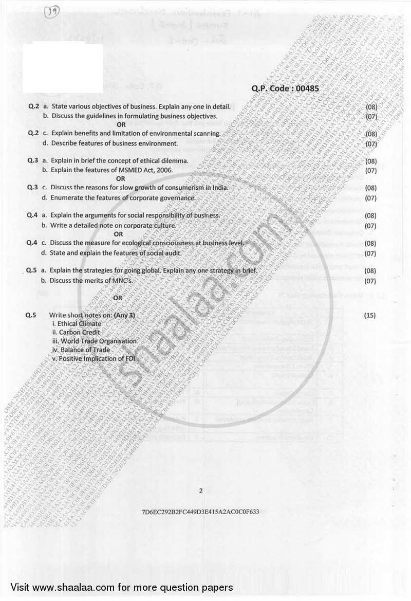 Commerce-Business Environment 1 2016-2017 - B.Com. - Semester 1 (FYBAF) - University of Mumbai question paper with PDF download