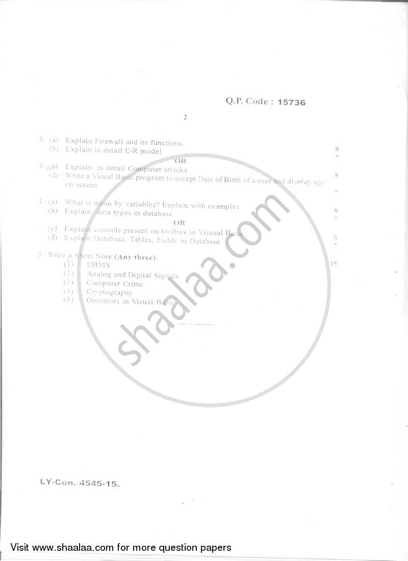 Computer Applications in Financial Services 2014-2015 - B.Com. - Semester 6 (TYBFM) - University of Mumbai question paper with PDF download