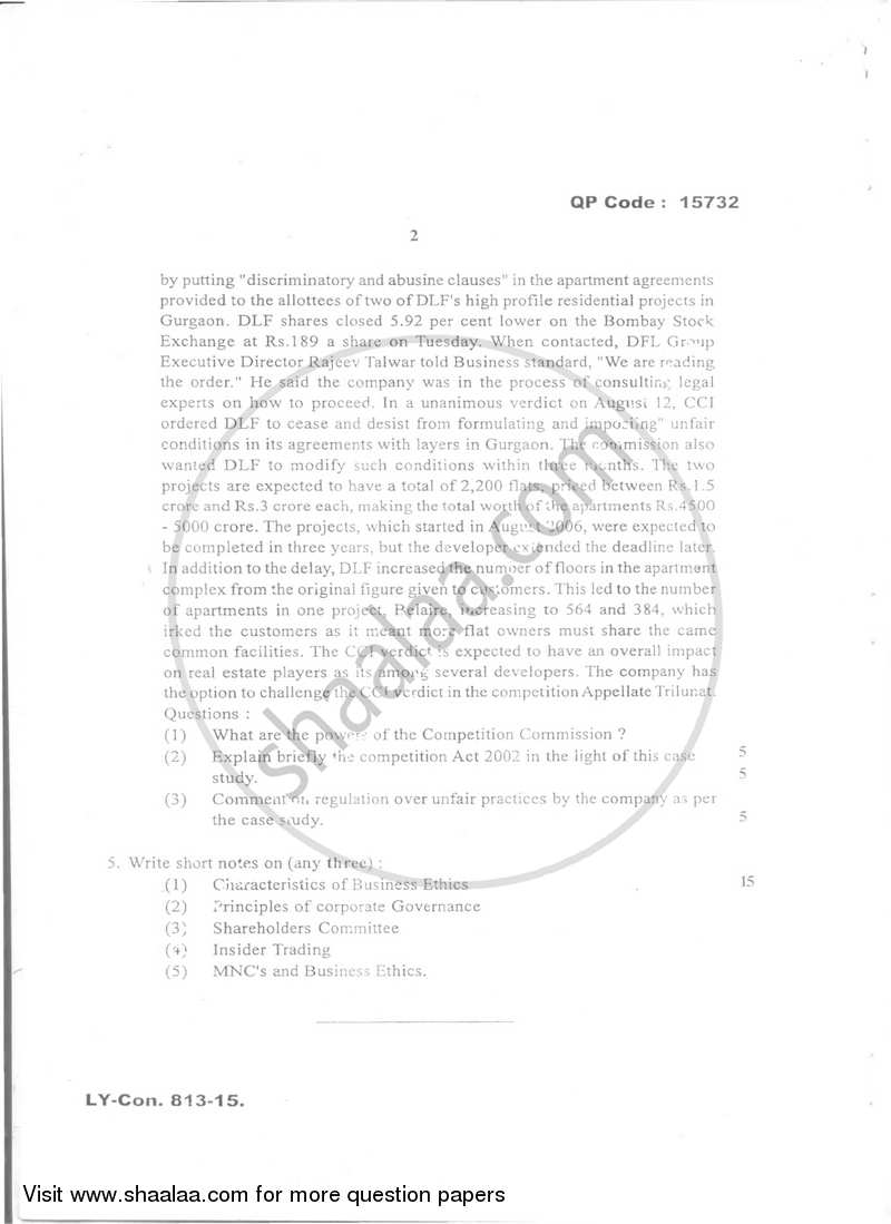 Corporate Governance 2014-2015 - B.Com. - Semester 6 (TYBFM) - University of Mumbai question paper with PDF download