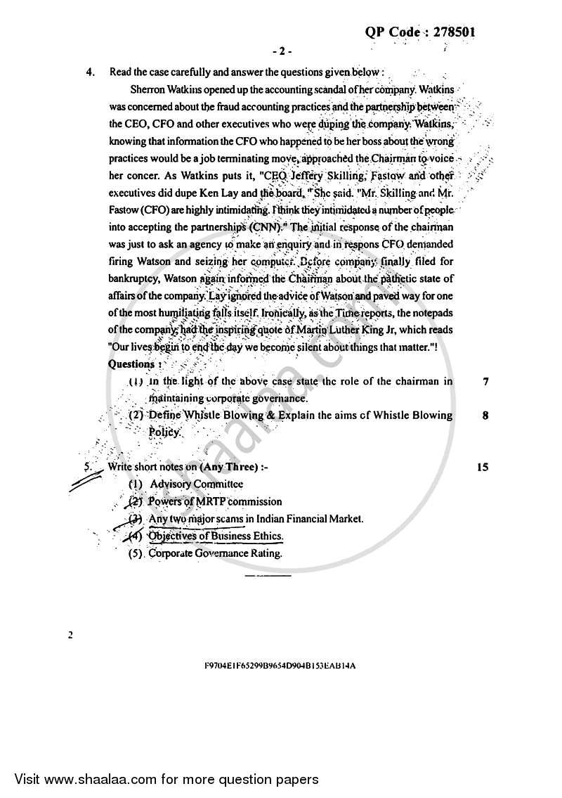 Corporate Governance 2016-2017 - B.Com. - Semester 6 (TYBFM) - University of Mumbai question paper with PDF download